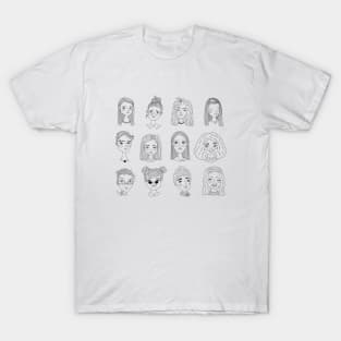 Everybody's Beautiful Doodle Women Portraits T-Shirt